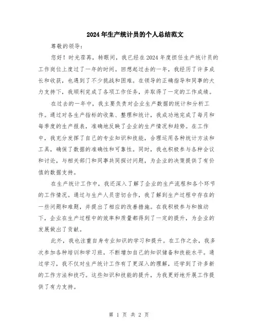 2024年生产统计员的个人总结范文