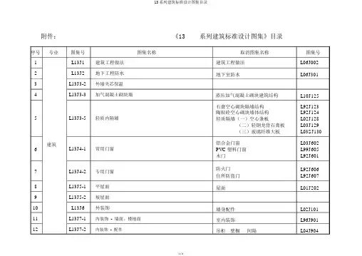 13系列建筑标准设计图集目录