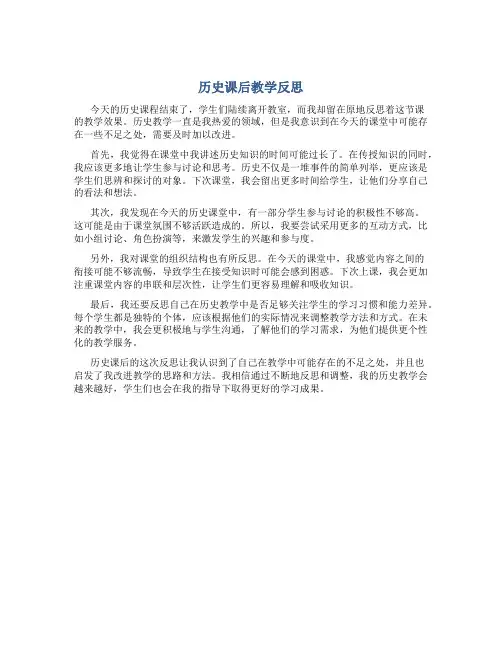 历史课后教学反思