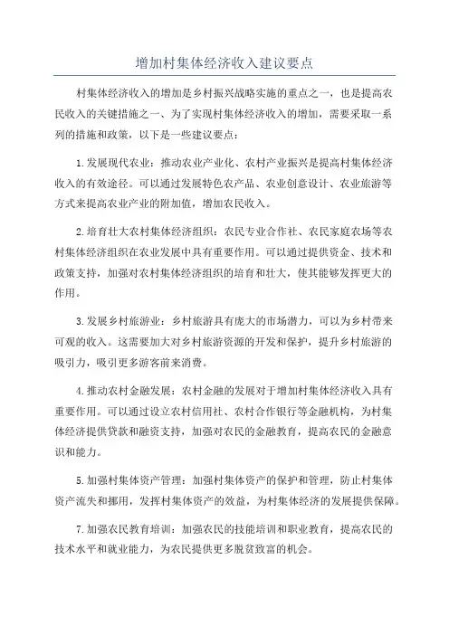 增加村集体经济收入建议要点