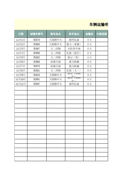 车辆运输明细表