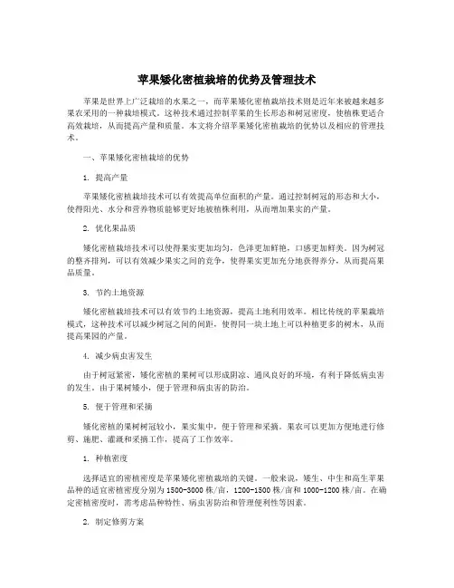 苹果矮化密植栽培的优势及管理技术