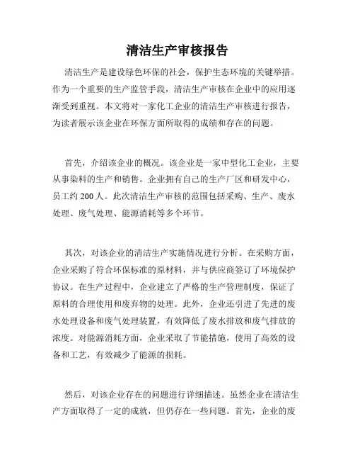 清洁生产审核报告