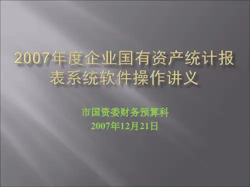 2007年度企业国有资产统计报表系统操作讲义