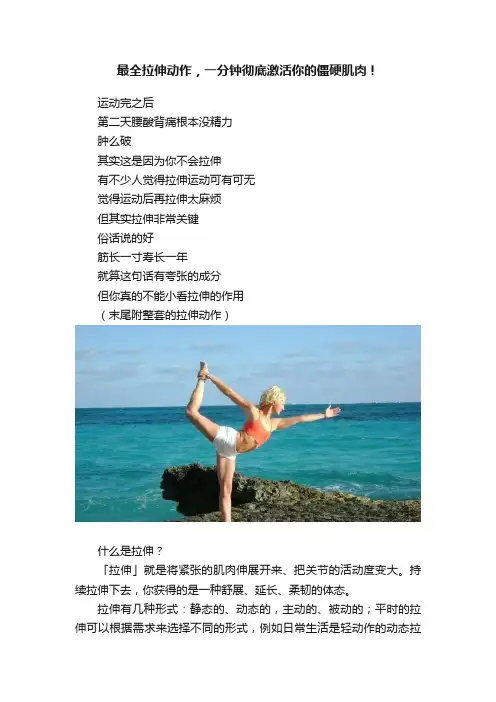 最全拉伸动作，一分钟彻底激活你的僵硬肌肉！