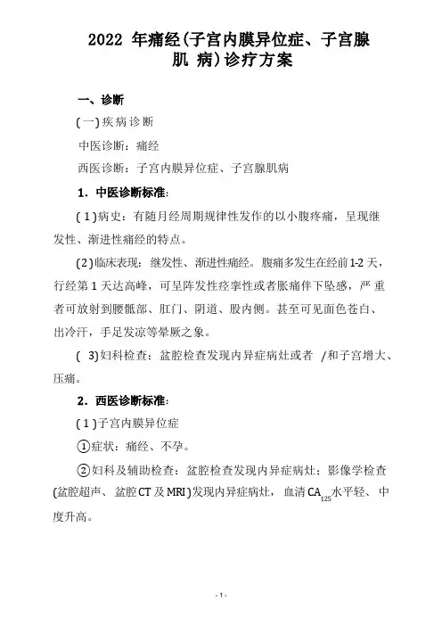 痛经诊疗方案