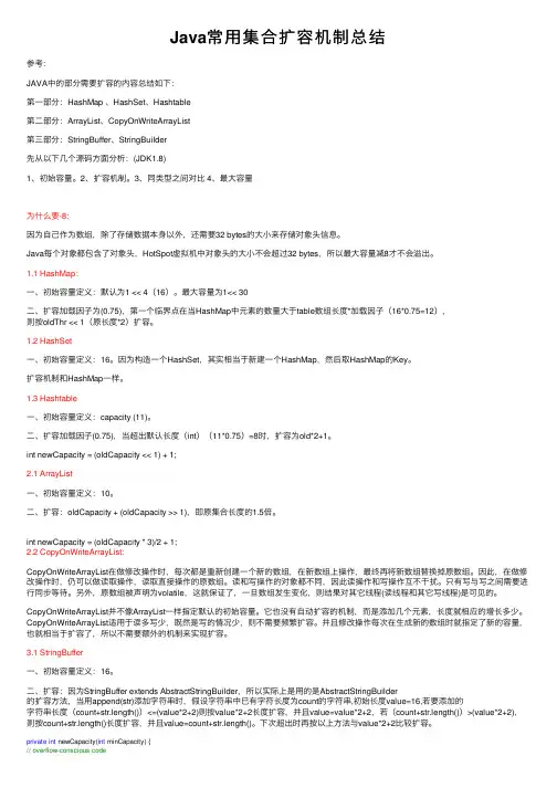 Java常用集合扩容机制总结
