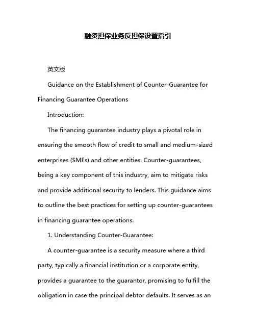 融资担保业务反担保设置指引
