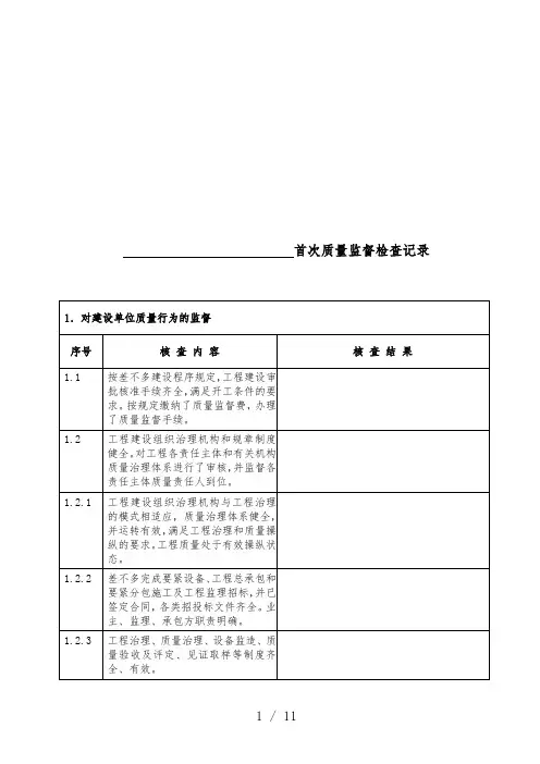 施工工程质量监督检查记录