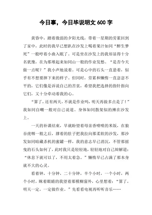 作文-今日事,今日毕说明文600字
