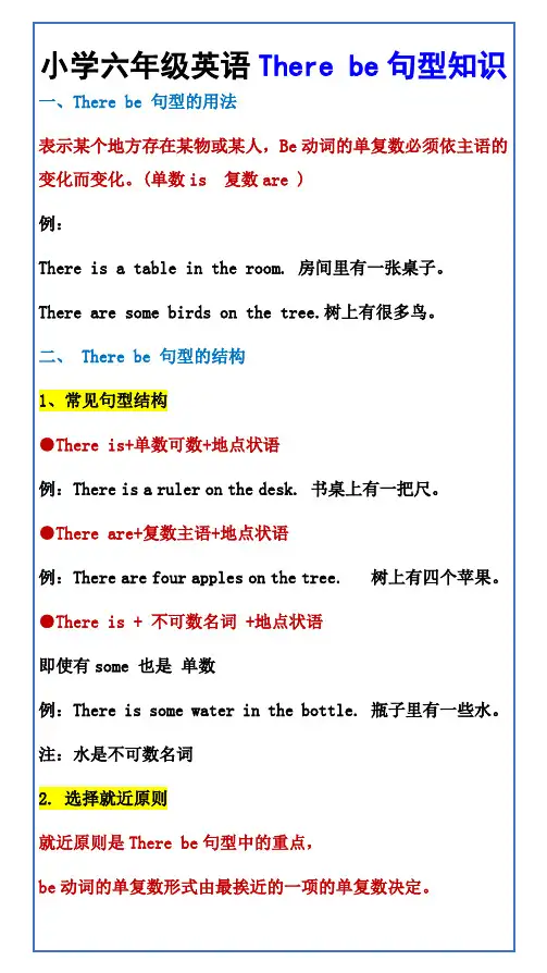 小学六年级英语There be句型知识