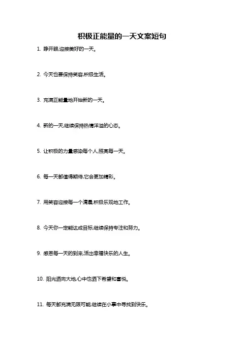 积极正能量的一天文案短句