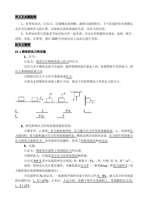 初中物理-压强与浮力讲义