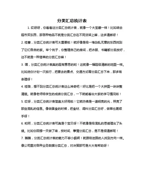 分类汇总统计表