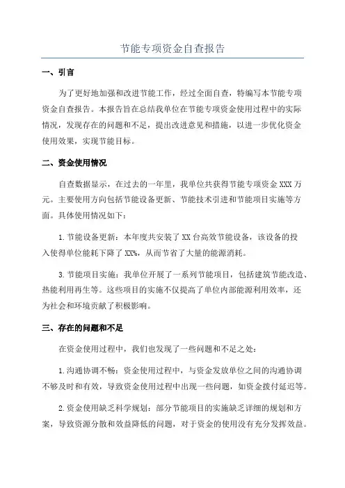 节能专项资金自查报告
