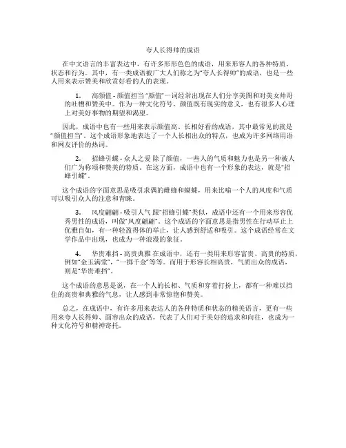 夸人长得帅的成语
