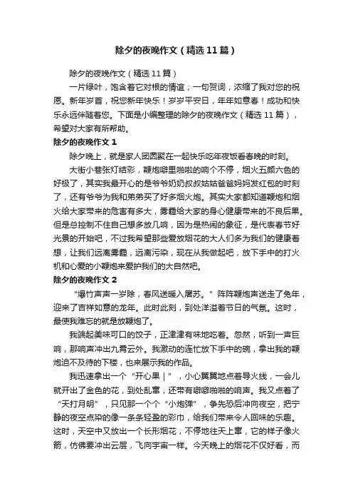 除夕的夜晚作文（精选11篇）