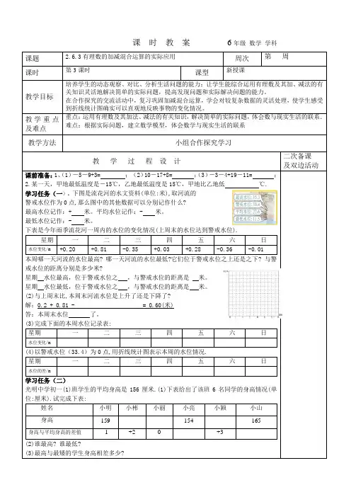2023-2024学年鲁教版初中六年级上册数学---2.6.3有理数加减混合运算   教案