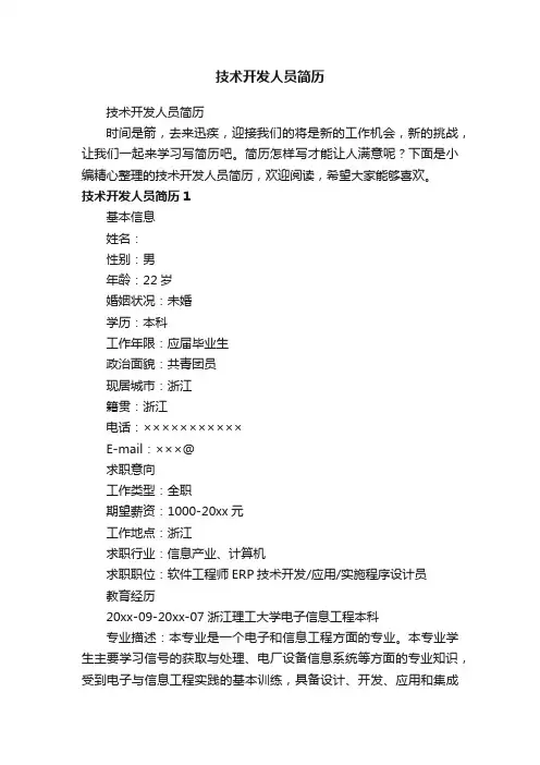 技术开发人员简历