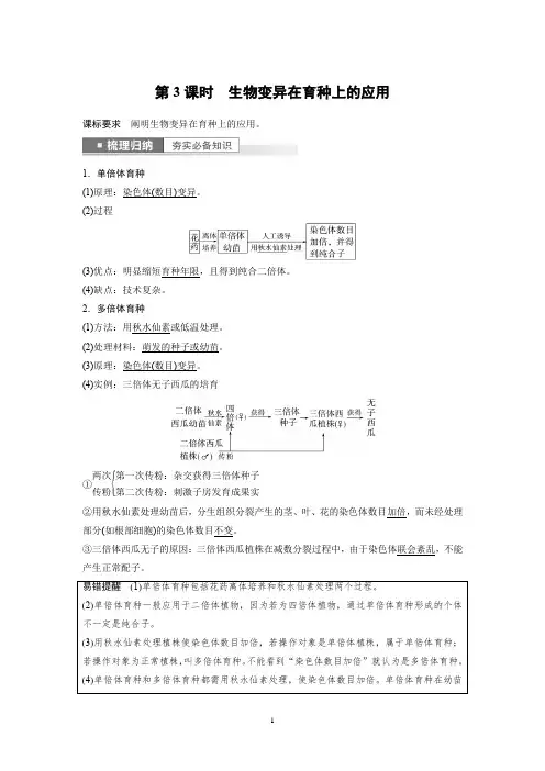 2023年高考生物一轮复习(新人教新高考) 第7单元 第3课时 生物变异在育种上的应用