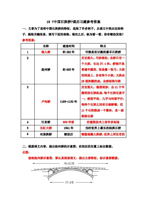 《中国石拱桥》课后习题参考答案》