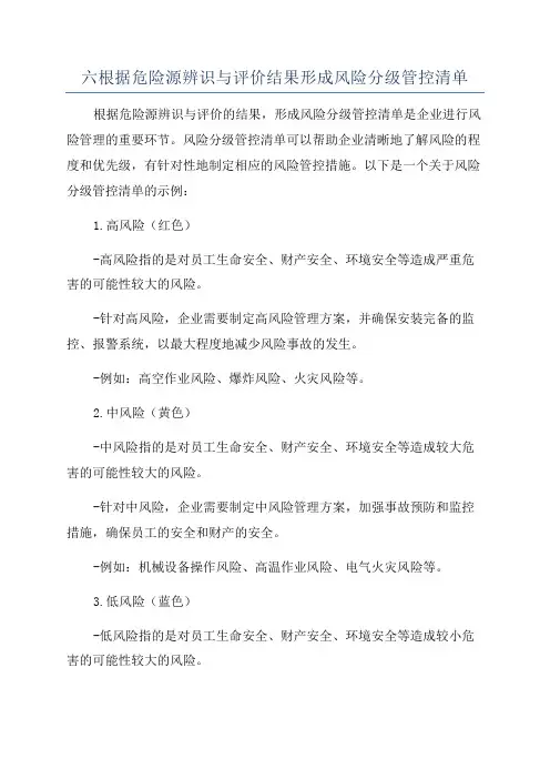 六根据危险源辨识与评价结果形成风险分级管控清单