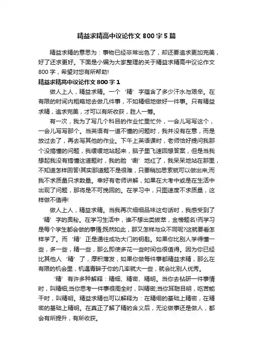 精益求精高中议论作文800字5篇