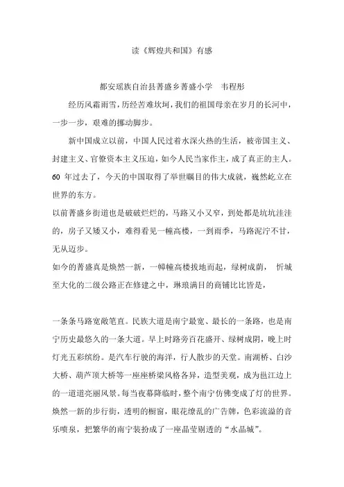 读辉煌共和国有感1