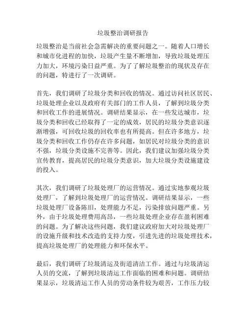 垃圾整治调研报告