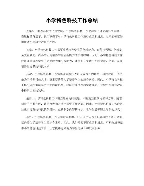 小学特色科技工作总结
