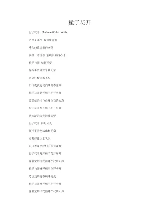 栀子花开歌词