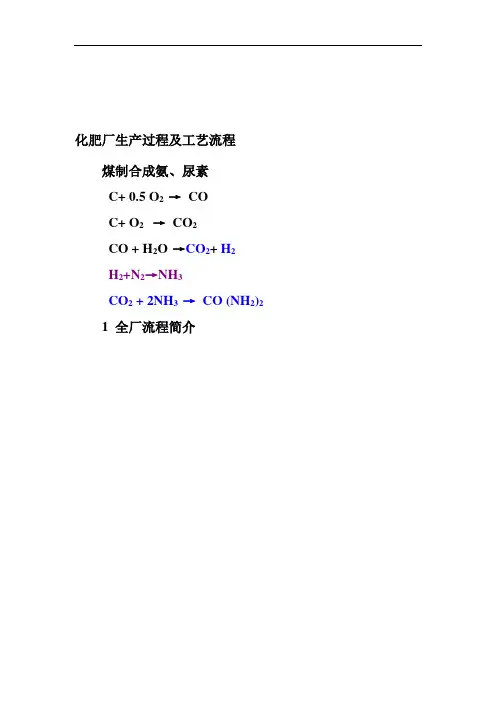 化肥厂生产过程及工艺流程