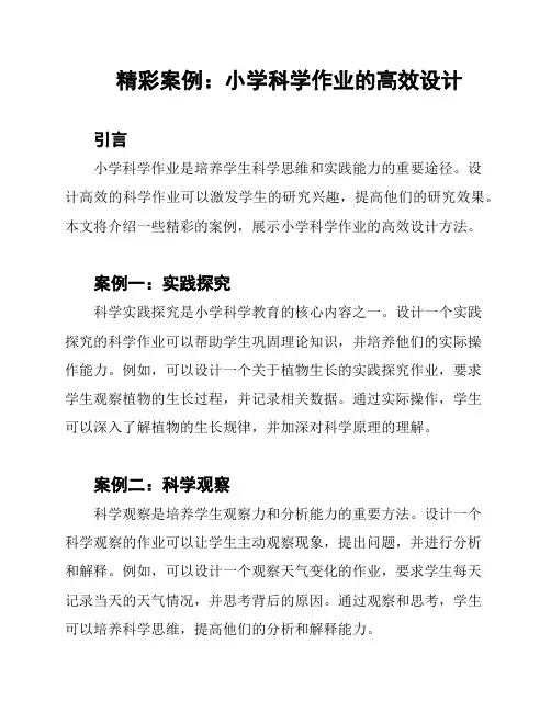 精彩案例：小学科学作业的高效设计