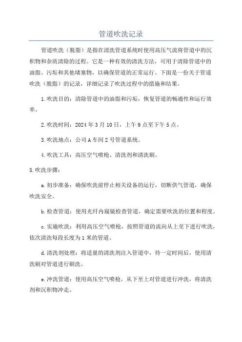 管道吹洗记录