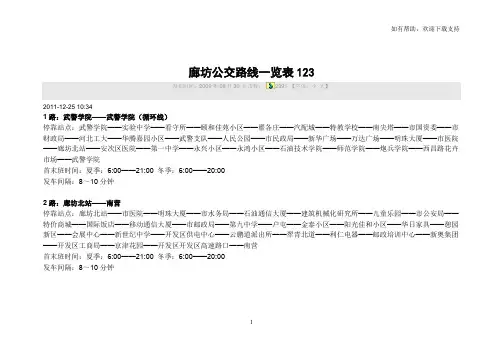 廊坊公交线路详细一览表