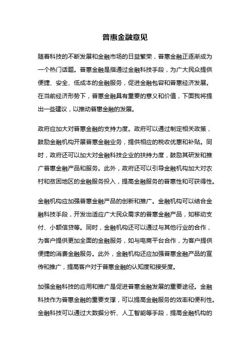 普惠金融意见