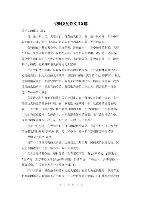 说明文的作文10篇