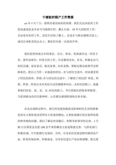 2021年干部驻村联户工作简报