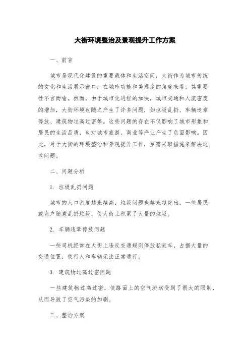 大街环境整治及景观提升工作方案