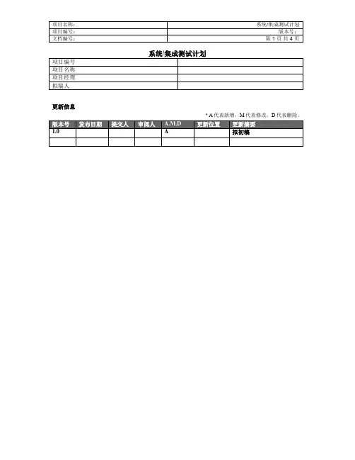 系统集成测试计划