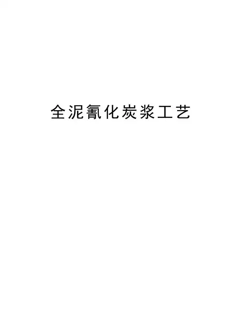 全泥氰化炭浆工艺讲解学习