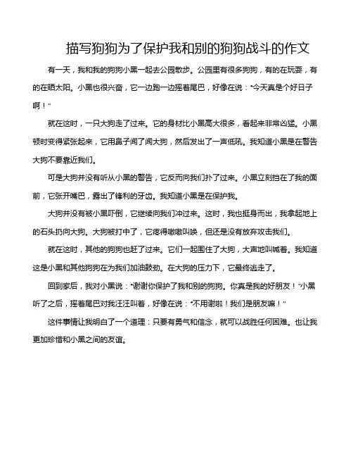 描写狗狗为了保护我和别的狗狗战斗的作文