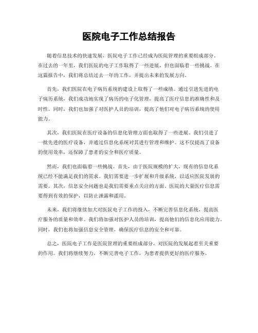 医院电子工作总结报告