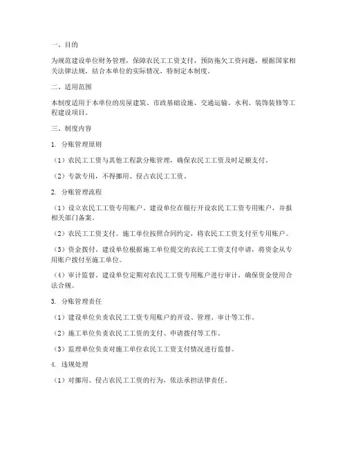 建设单位分账管理制度模板