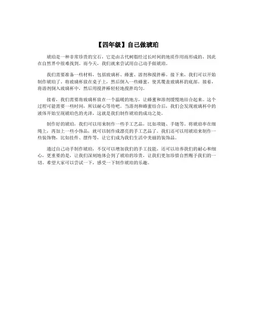 【四年级】自己做琥珀