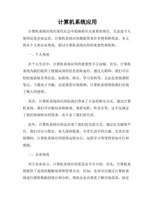 计算机系统应用