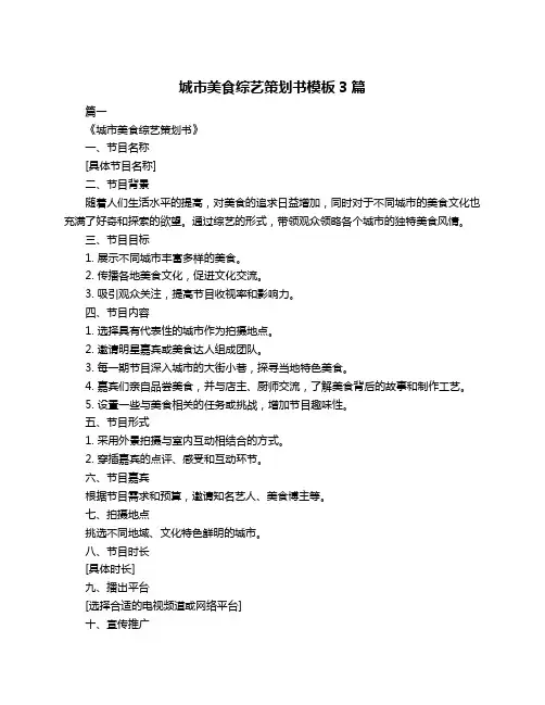 城市美食综艺策划书模板3篇