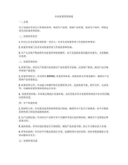 车间质量管理制度