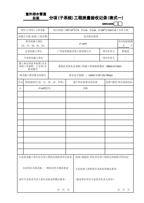 室外排水管道安装分项