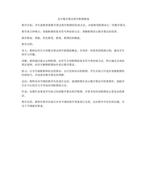 高中数学算法程序框图教案
